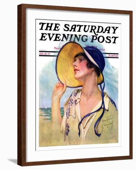 "Woman at the Shore," Saturday Evening Post Cover, August 20, 1927-Bradshaw Crandall-Framed Giclee Print