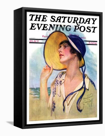 "Woman at the Shore," Saturday Evening Post Cover, August 20, 1927-Bradshaw Crandall-Framed Stretched Canvas