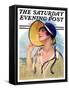 "Woman at the Shore," Saturday Evening Post Cover, August 20, 1927-Bradshaw Crandall-Framed Stretched Canvas