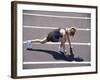 Woman at the Starting Pose on a Running Track-null-Framed Photographic Print