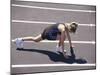 Woman at the Starting Pose on a Running Track-null-Mounted Photographic Print