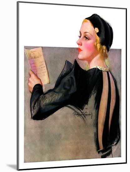 "Woman at the Theater,"April 13, 1935-Bradshaw Crandall-Mounted Giclee Print
