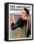 "Woman at the Theater," Saturday Evening Post Cover, April 13, 1935-Bradshaw Crandall-Framed Stretched Canvas