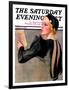 "Woman at the Theater," Saturday Evening Post Cover, April 13, 1935-Bradshaw Crandall-Framed Giclee Print