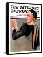 "Woman at the Theater," Saturday Evening Post Cover, April 13, 1935-Bradshaw Crandall-Framed Stretched Canvas