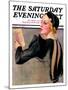 "Woman at the Theater," Saturday Evening Post Cover, April 13, 1935-Bradshaw Crandall-Mounted Giclee Print