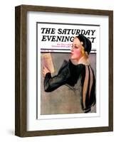 "Woman at the Theater," Saturday Evening Post Cover, April 13, 1935-Bradshaw Crandall-Framed Giclee Print