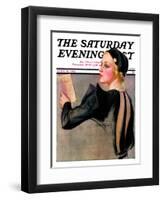 "Woman at the Theater," Saturday Evening Post Cover, April 13, 1935-Bradshaw Crandall-Framed Giclee Print