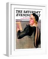 "Woman at the Theater," Saturday Evening Post Cover, April 13, 1935-Bradshaw Crandall-Framed Giclee Print