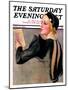 "Woman at the Theater," Saturday Evening Post Cover, April 13, 1935-Bradshaw Crandall-Mounted Giclee Print
