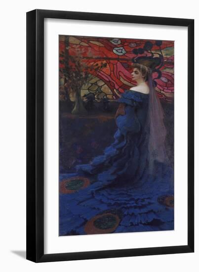 Woman at the Window (The Peacock). Portrait of Zofia Borucinska, 1908-Kazimierz Stabrowski-Framed Giclee Print