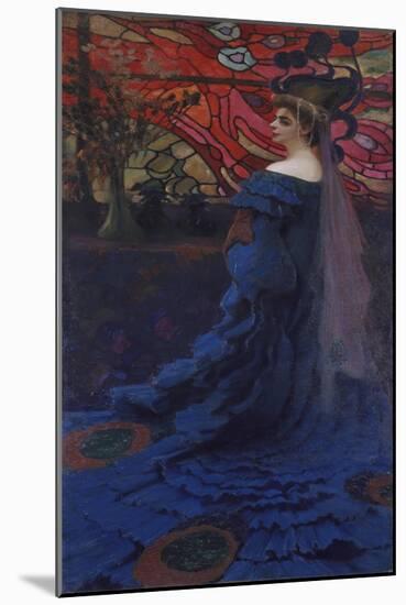 Woman at the Window (The Peacock). Portrait of Zofia Borucinska, 1908-Kazimierz Stabrowski-Mounted Giclee Print