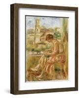 Woman at the Window with a View of Old Nice, 1918-Pierre-Auguste Renoir-Framed Giclee Print