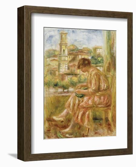 Woman at the Window with a View of Old Nice, 1918-Pierre-Auguste Renoir-Framed Giclee Print