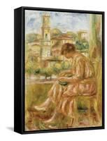 Woman at the Window with a View of Old Nice, 1918-Pierre-Auguste Renoir-Framed Stretched Canvas