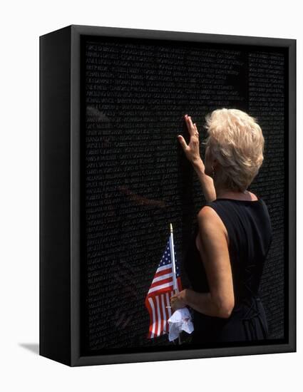 Woman at Vietnam Memorial, Washington D.C., USA-Bill Bachmann-Framed Stretched Canvas