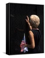 Woman at Vietnam Memorial, Washington D.C., USA-Bill Bachmann-Framed Stretched Canvas