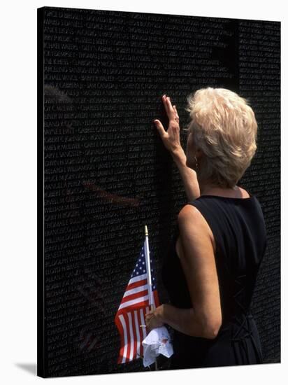 Woman at Vietnam Memorial, Washington D.C., USA-Bill Bachmann-Stretched Canvas