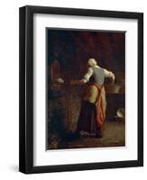 Woman Baking Bread-null-Framed Premium Giclee Print