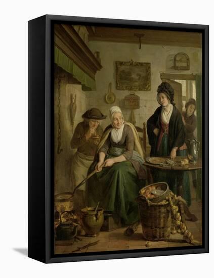 Woman Baking Pancakes-Adriaan De Lelie-Framed Stretched Canvas