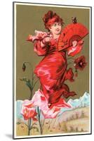 Woman Balanced on Poppy-null-Mounted Art Print