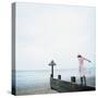 Woman Balancing on a Breakwater-null-Stretched Canvas