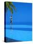 Woman Balancing on Edge of Infinity Pool, Maldives, Indian Ocean-Papadopoulos Sakis-Stretched Canvas