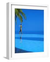 Woman Balancing on Edge of Infinity Pool, Maldives, Indian Ocean-Papadopoulos Sakis-Framed Photographic Print
