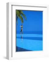 Woman Balancing on Edge of Infinity Pool, Maldives, Indian Ocean-Papadopoulos Sakis-Framed Photographic Print