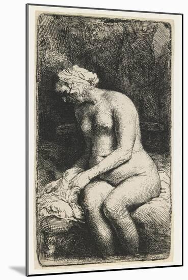 Woman Bathing Her Feet at a Brook, 1658-Rembrandt van Rijn-Mounted Giclee Print