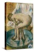 Woman Bathing in a Shallow Tub, 1885-Edgar Degas-Stretched Canvas