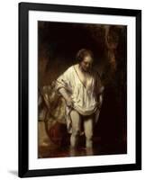 Woman Bathing in a Stream, 1654 (Oil on Panel)-Rembrandt van Rijn-Framed Giclee Print