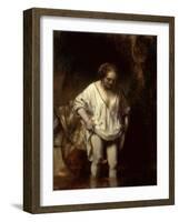 Woman Bathing in a Stream, 1654 (Oil on Panel)-Rembrandt van Rijn-Framed Giclee Print
