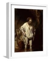 Woman Bathing in a Stream, 1654 (Oil on Panel)-Rembrandt van Rijn-Framed Giclee Print