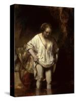 Woman Bathing in a Stream, 1654 (Oil on Panel)-Rembrandt van Rijn-Stretched Canvas