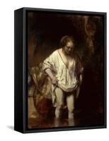 Woman Bathing in a Stream, 1654 (Oil on Panel)-Rembrandt van Rijn-Framed Stretched Canvas