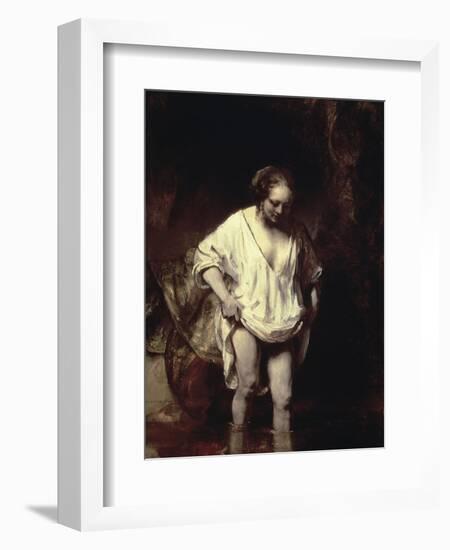 Woman Bathing in a Stream-Rembrandt van Rijn-Framed Giclee Print