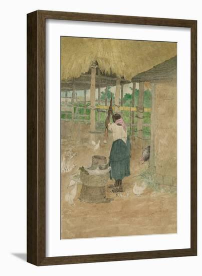 Woman Beating Cassava, Jamaica-null-Framed Art Print