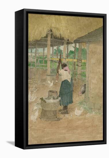 Woman Beating Cassava, Jamaica-null-Framed Stretched Canvas