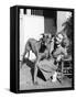 Woman Bending Next to Her Great Dane to Give Him a Hug-null-Framed Stretched Canvas