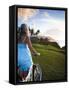 Woman Bike Riding, Makai Golf Course, Kauai, Hawaii, USA-Micah Wright-Framed Stretched Canvas