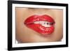 Woman Biting Lip-null-Framed Photo