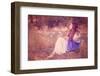 Woman Blowing Wishes in Forest. Fairy or Elf-mandygodbehear-Framed Photographic Print