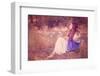 Woman Blowing Wishes in Forest. Fairy or Elf-mandygodbehear-Framed Photographic Print