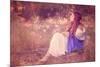 Woman Blowing Wishes in Forest. Fairy or Elf-mandygodbehear-Mounted Photographic Print