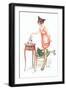 Woman Building House of Cards-null-Framed Art Print