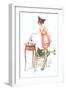 Woman Building House of Cards-null-Framed Art Print