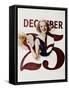 Woman Bursting Through Calendar on Christmas Day-null-Framed Stretched Canvas