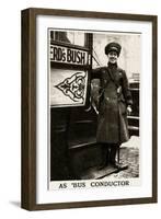 Woman Bus Conductor During WWI-null-Framed Art Print