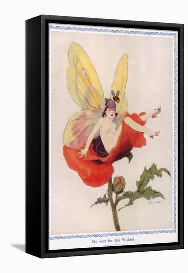 Woman Butterfly Being Harassed by a Wasp-null-Framed Stretched Canvas